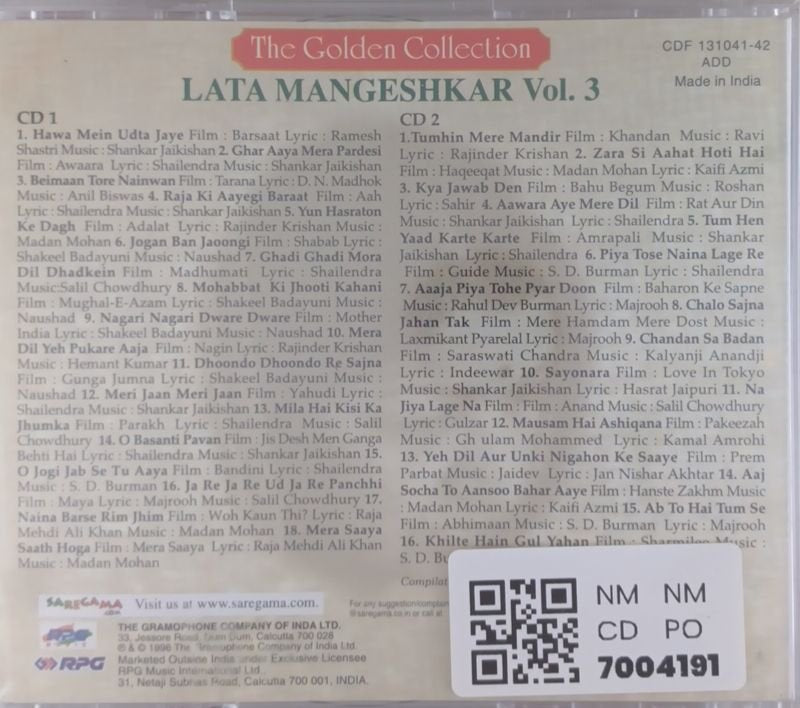 Lata Mangeshkar - The Golden Collection Vol. 3 (CD)