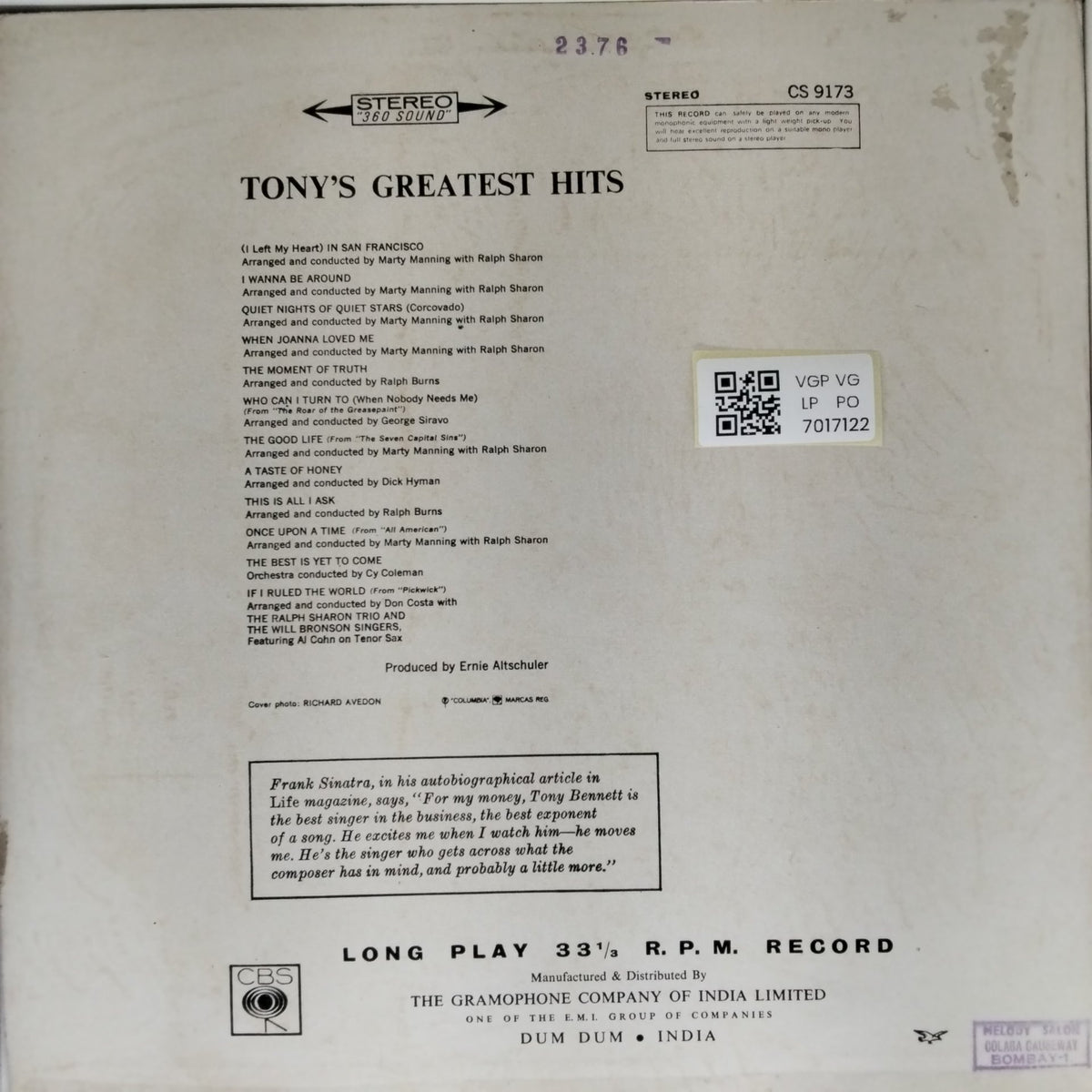 Tony Bennett - Tony's Greatest Hits Volume III (Vinyl)