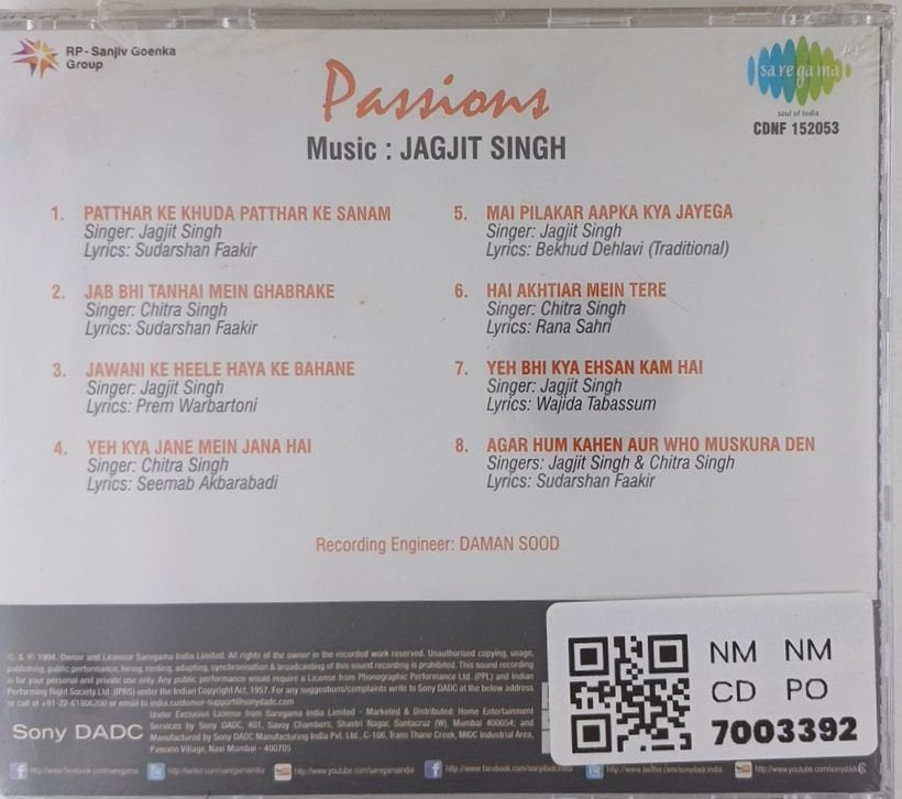 Jagjit Singh, Chitra Singh - Passions (CD)