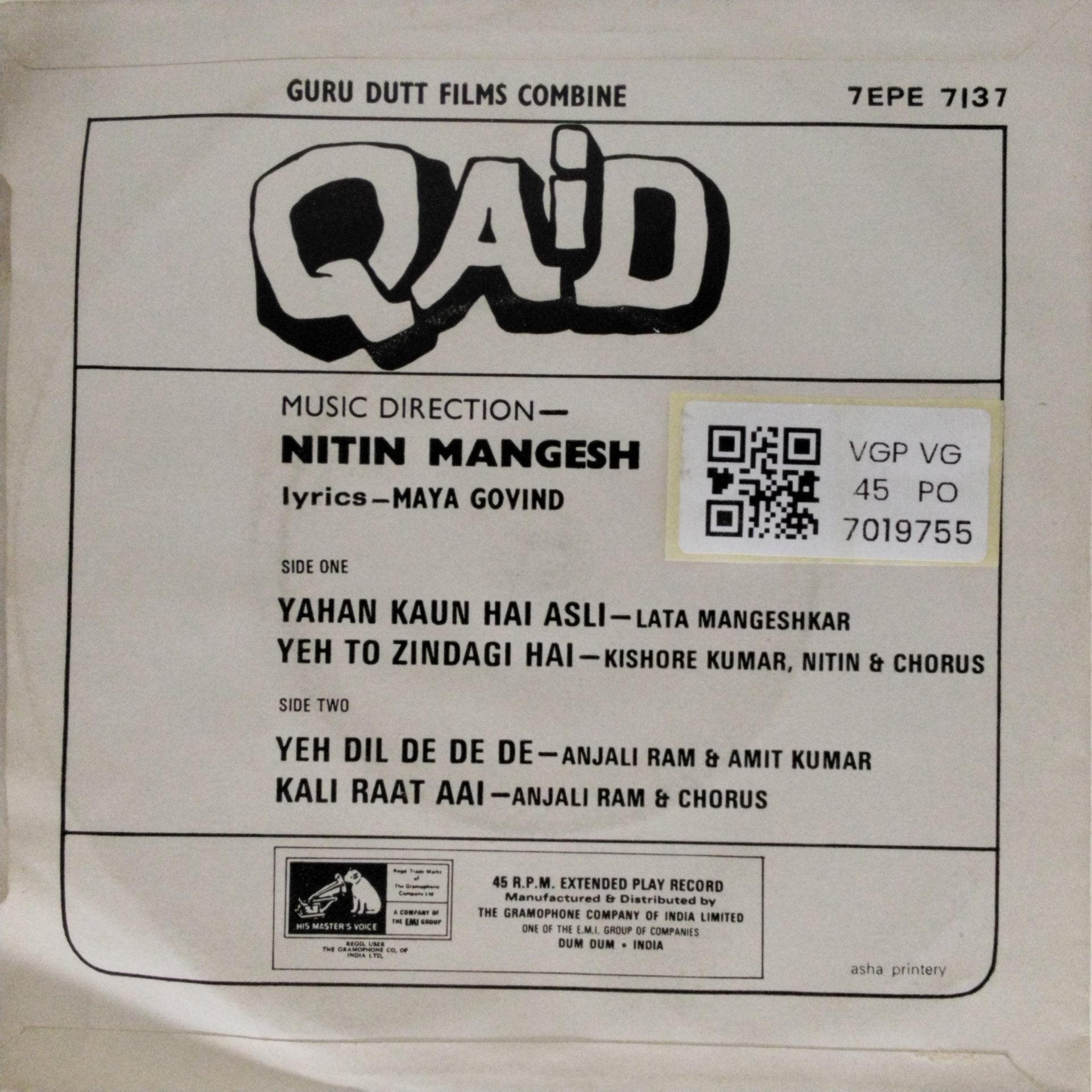 Nitin Mangesh - Qaid (45-RPM)