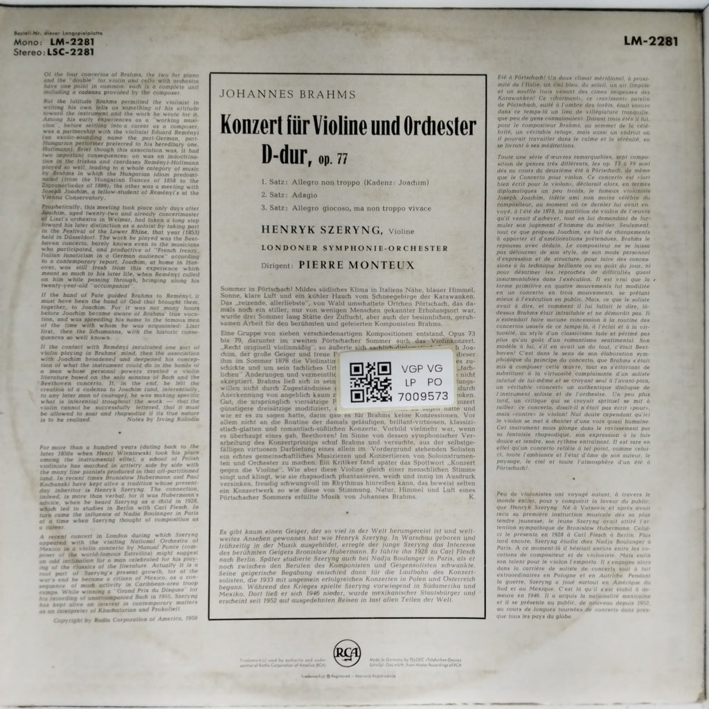 Henryk Szeryng - Violinkonzert D-dur (Vinyl)