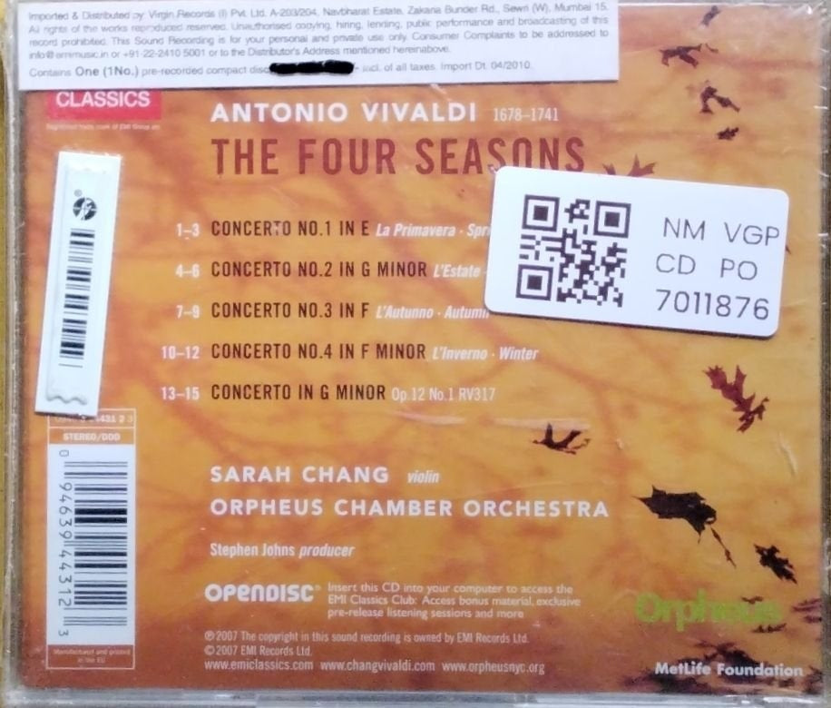 Sarah Chang, Orpheus Chamber Orchestra - Vivaldi The Four Seasons (CD)