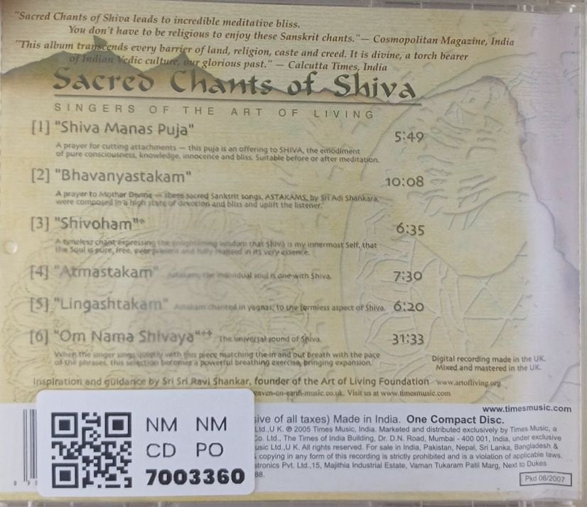 Singers of the Art of Living - Sacred Chants of Shiva (CD)