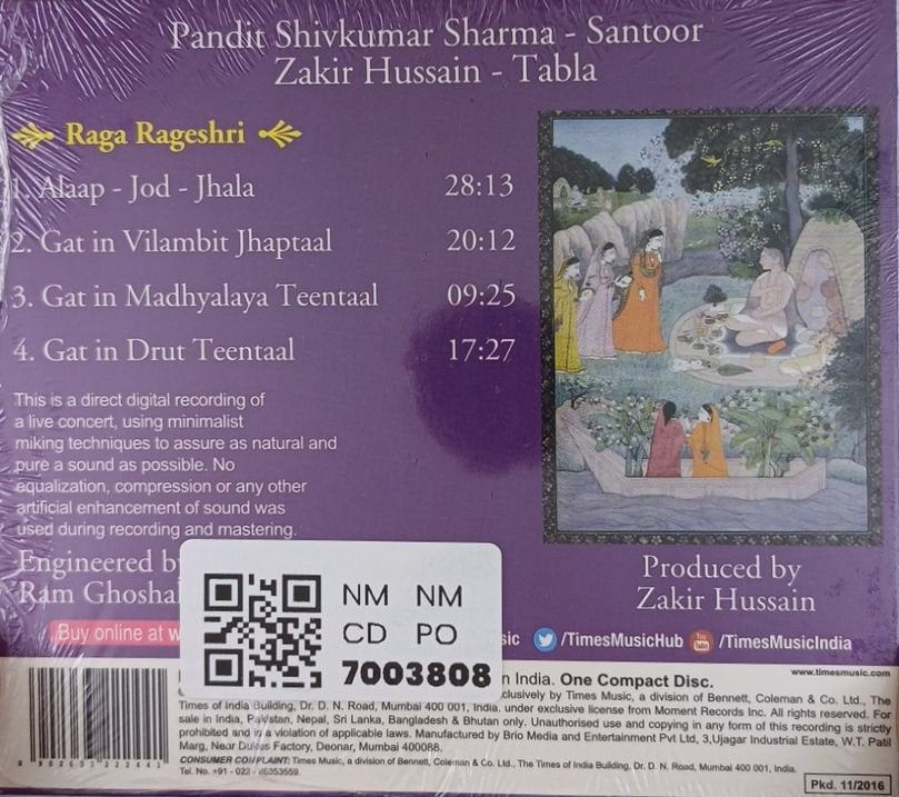 Pandit Shivkumar Sharma, Zakir Hussain - Raga Rageshri (CD)