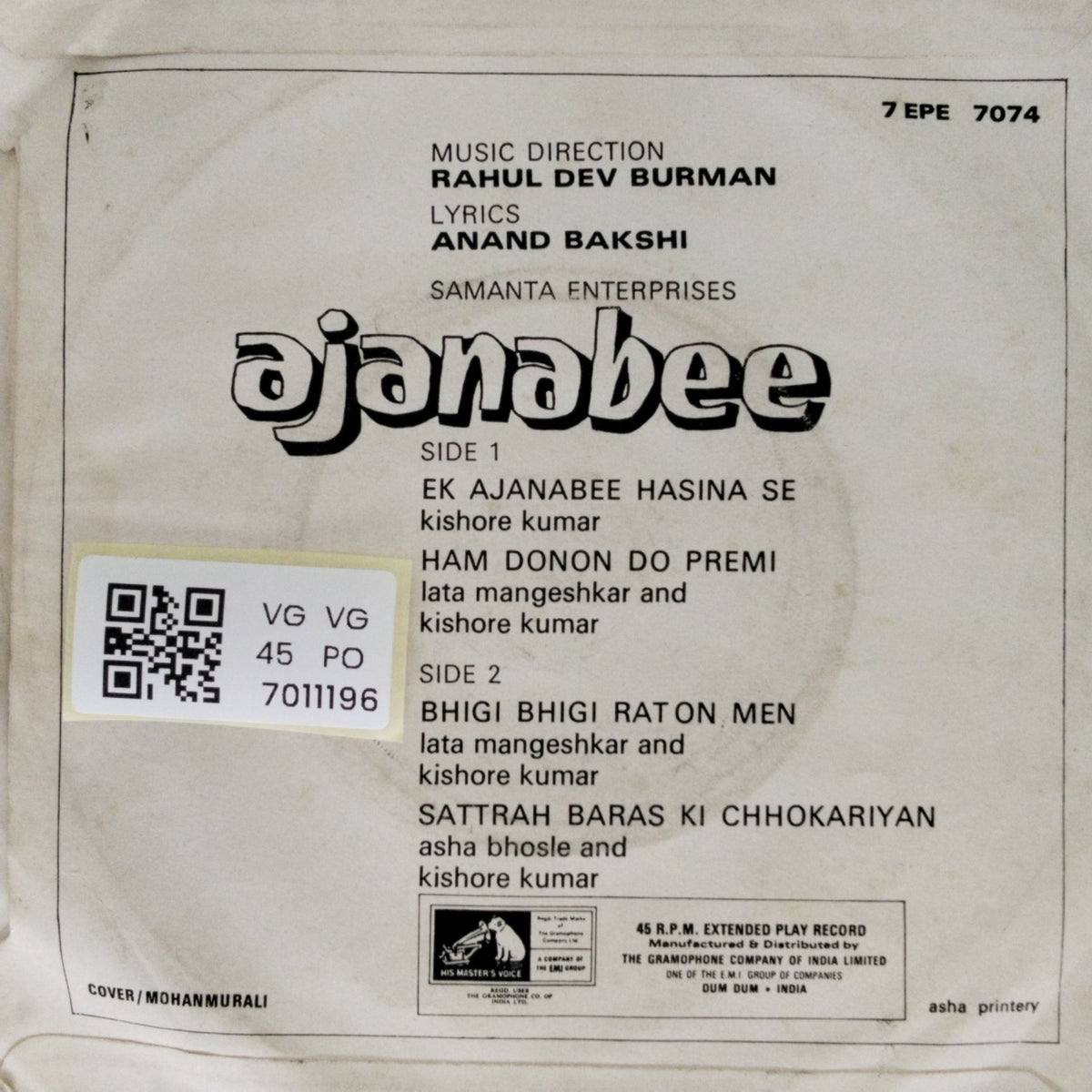 Rahul Dev Burman - Ajanabee (45-RPM)
