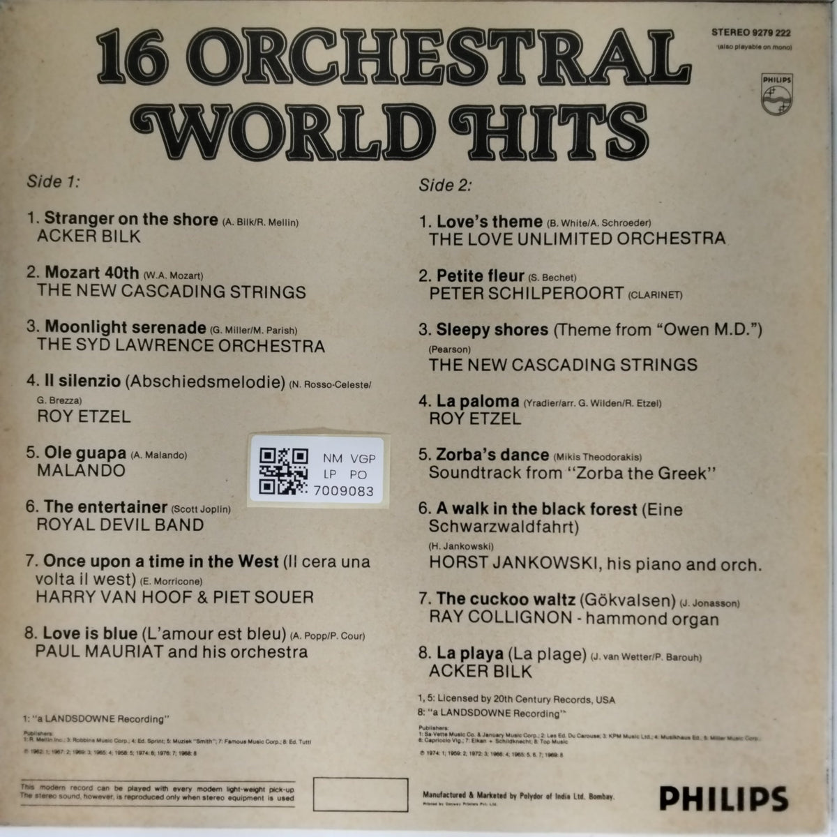The Love Unlimited Orchestra, Acker Bilk, Paul Mauriat, Syd Lawrence, Malando - Orchestral World Hits (Vinyl)