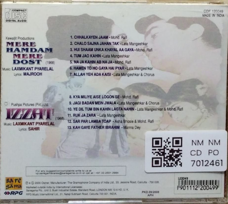 Laxmikant Pyarelal - Mere Hamdam Mere Dost / Izzat (CD)