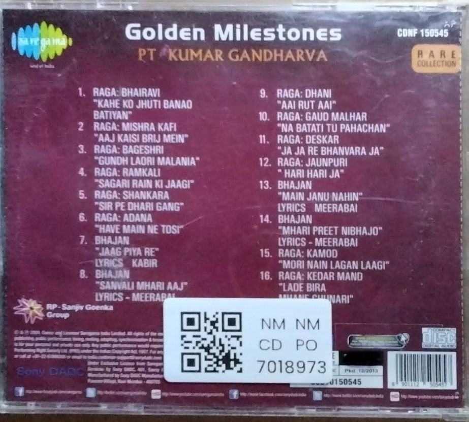 Pt. Kumar Gandharva - Golden Milestones (CD)