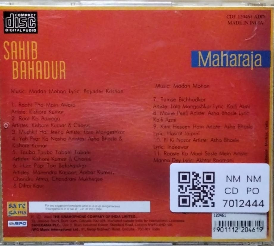 Madan Mohan - Sahib Bahadur/Maharaja (CD)