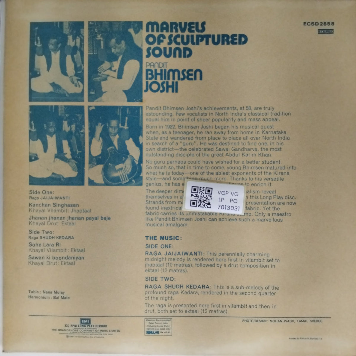 Pandit Bhimsen Joshi - Marvels of Sculptured Sound (Vinyl)
