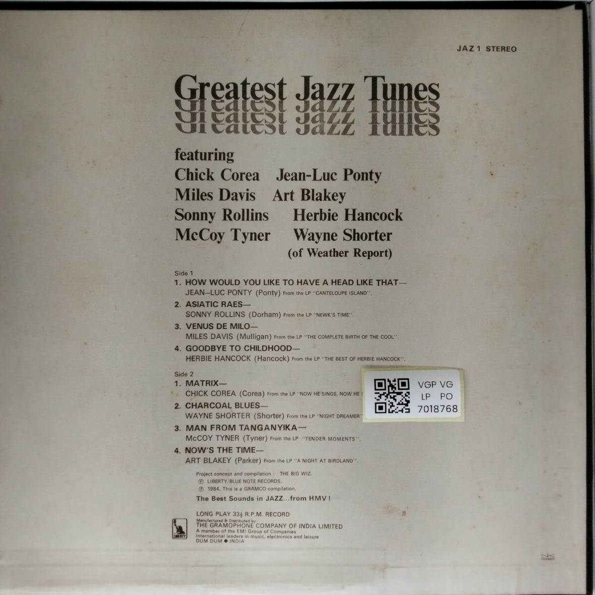 Various - Greatest Jazz Tunes (Vinyl)