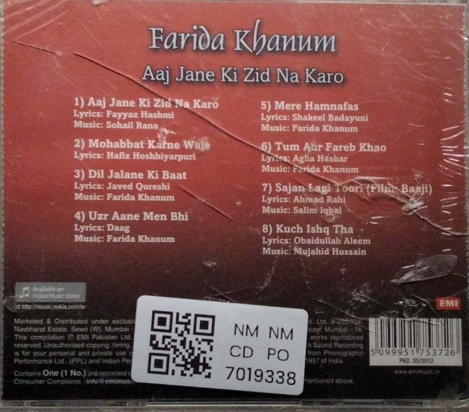 Farida Khanum - Aaj Jane Ki Zid Na Karo (CD)