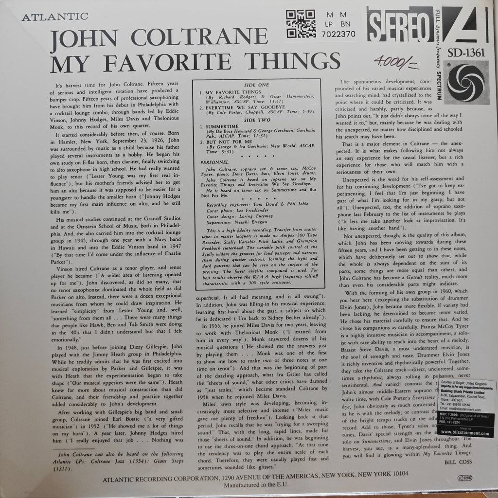 John Coltrane - My Favorite Things (Vinyl)