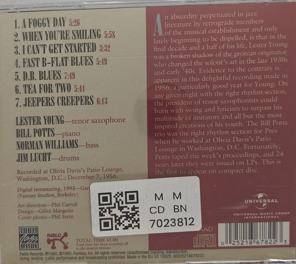 Lester Young - Lester Young in Washington, D.C. 1956 Volume One (CD)