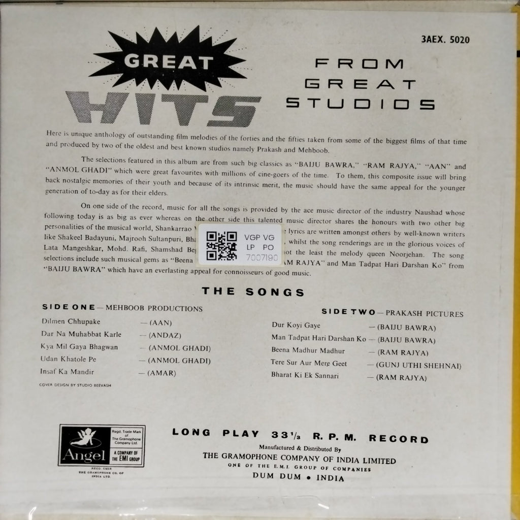 Naushad - Great Hits from Great Studios (Vinyl)