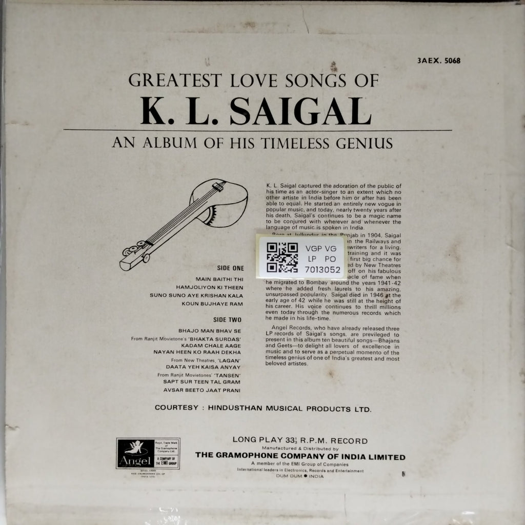 K. L. Saigal - Greatest Love Songs of K. L. Saigal (Vinyl)