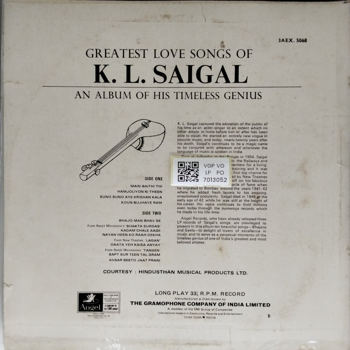 K. L. Saigal - Greatest Love Songs of K. L. Saigal (Vinyl)