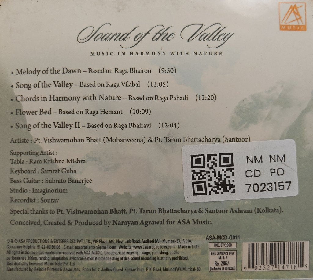Pt. Vishwamohan Bhatt, Pt. Tarun Bhattacharya - Sound of the Valley (CD)