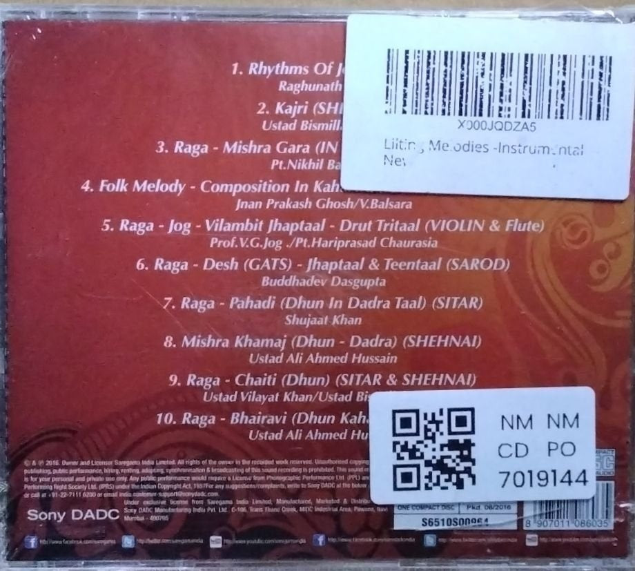 Raghunath Seth, Bismillah Khan, Nikhil Banerjee, Buddhadev Dasgupta, V.G. Jog, Hariprasad Chaurasia, Vilayat Khan, Shujaat Khan, Ali Ahmed Hussain, Jnan Prakash Ghosh, V. Balsara - Lilting Melodies Instrumental (CD)