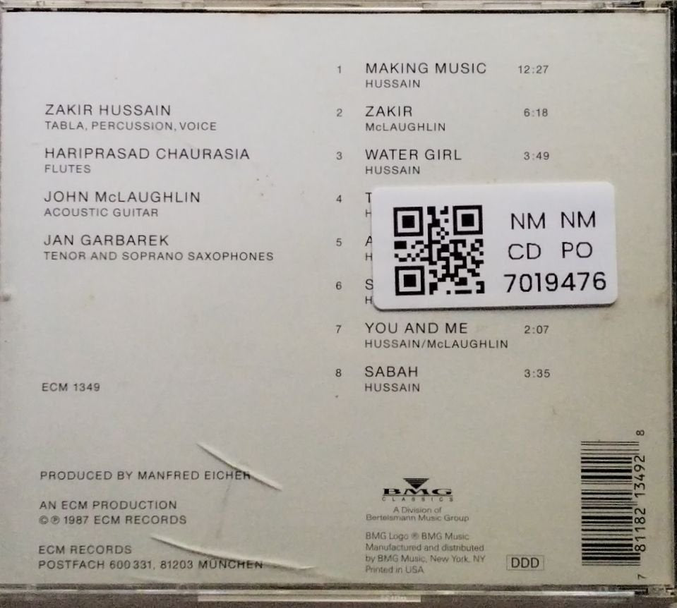 Zakir Hussain, Hariprasad Chaurasia, John McLaughlin, Jan Garbarek - Making Music (CD)