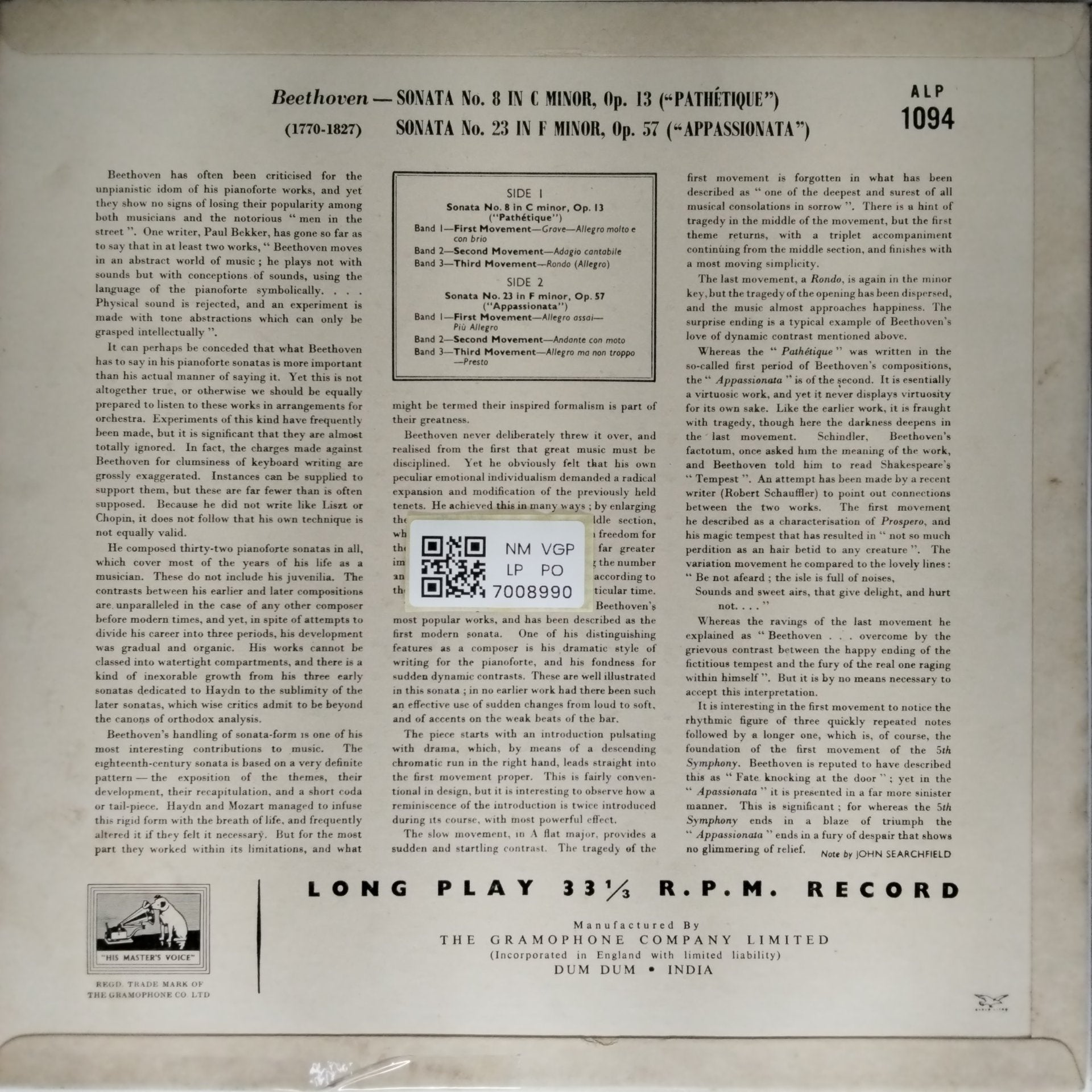 Edwin Fischer - Beethoven Sonatas: Pathétique and Appassionata (Vinyl)