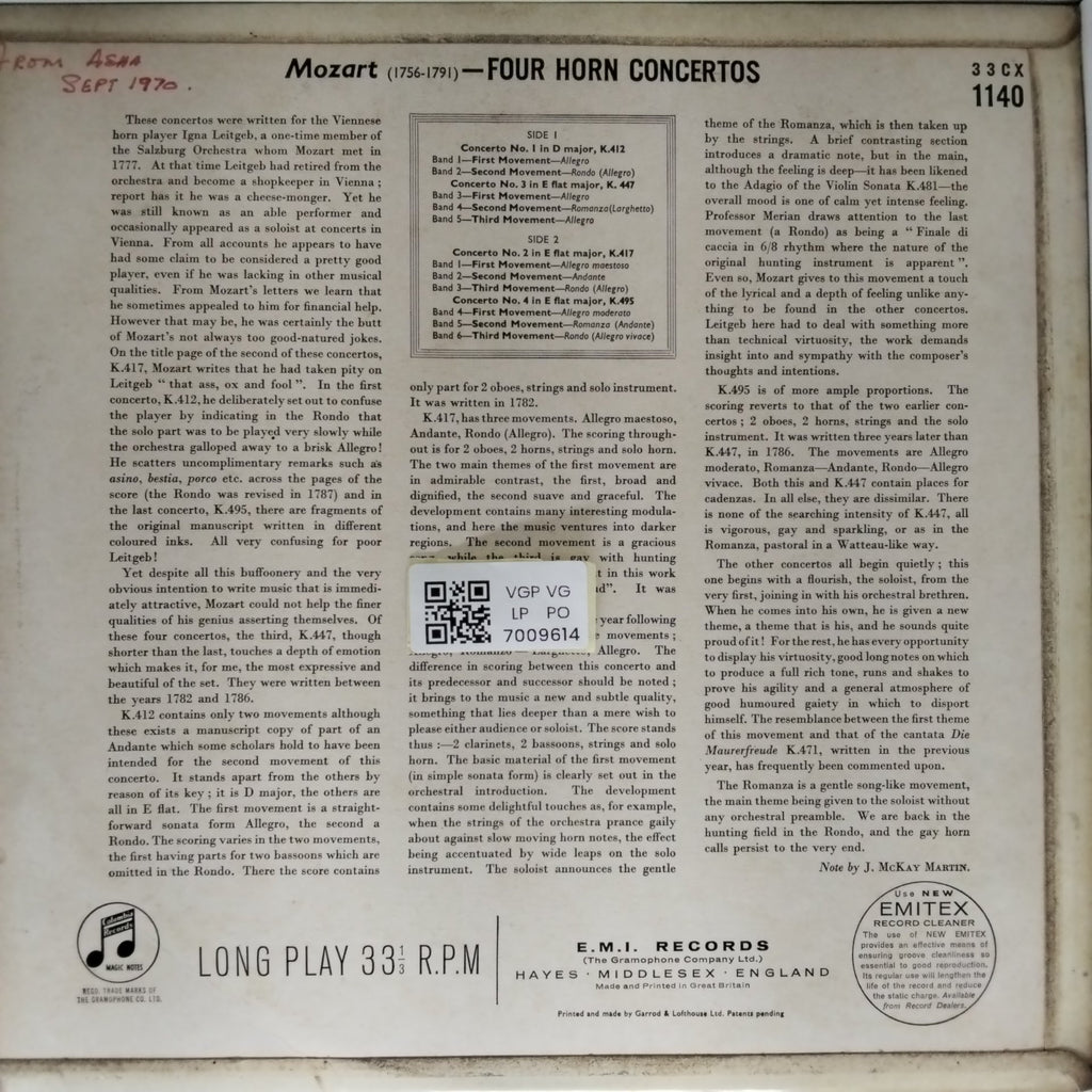 Dennis Brain, Philharmonia Orchestra, Herbert von Karajan - Mozart Horn Concertos Nos. 1-4 (Vinyl)