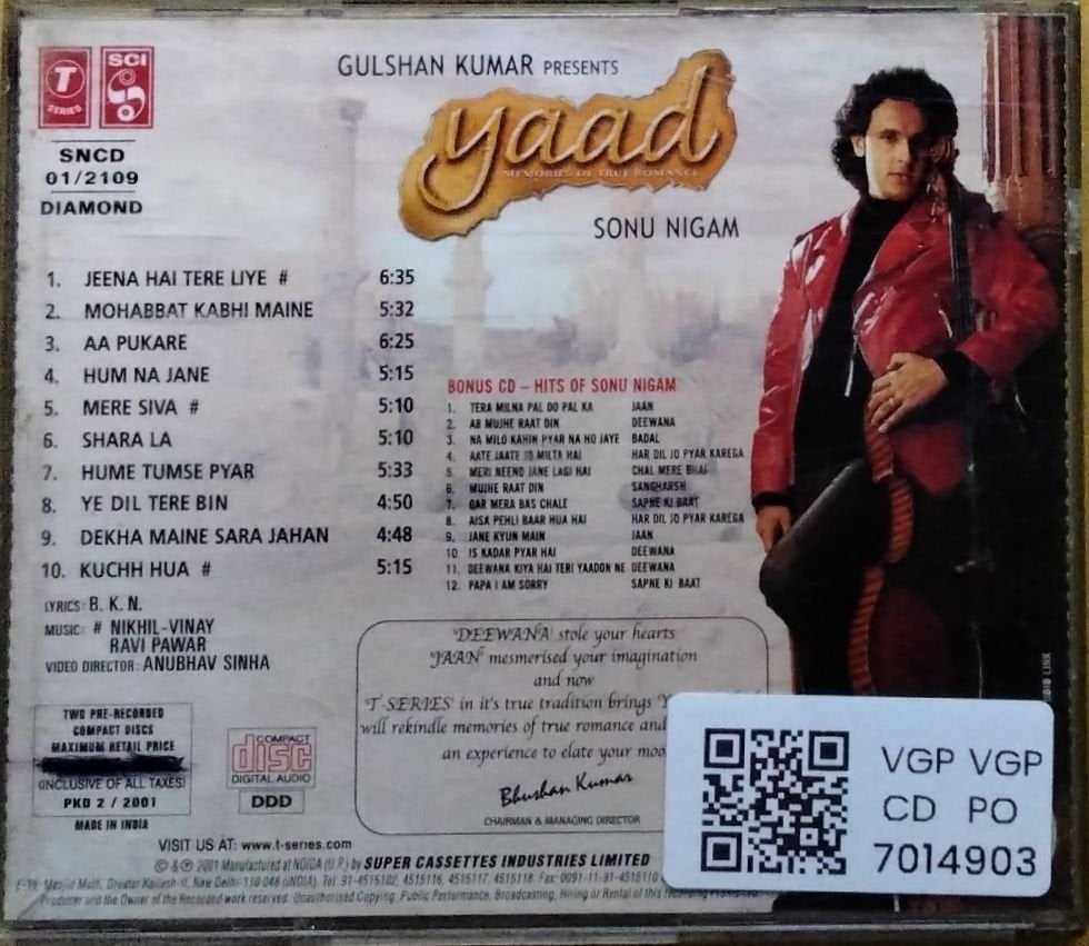 Sonu Nigam - Yaad: Memories of True Romance (CD)