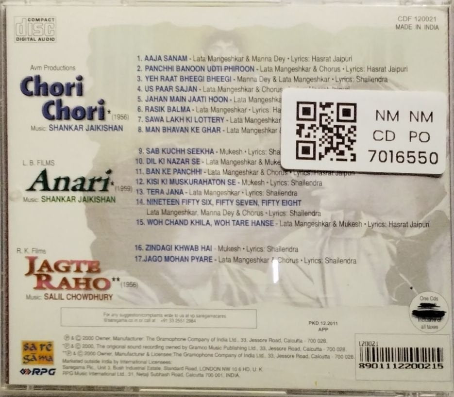 Shankar Jaikishan, Salil Chowdhury - Chori Chori / Anari / Jagte Raho (CD)