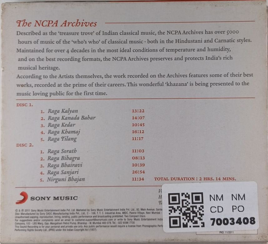 Pt. Kumar Gandharva - Masterworks from the NCPA Archives (CD) (2)