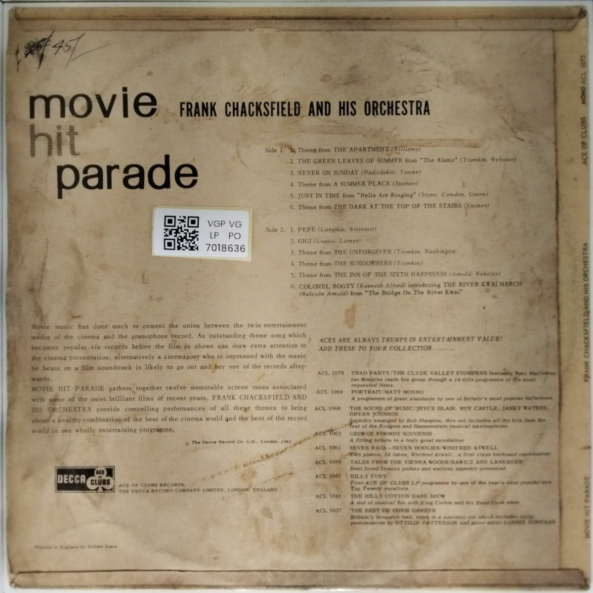 Frank Chacksfield And His Orchestra - Movie Hit Parade (Vinyl)