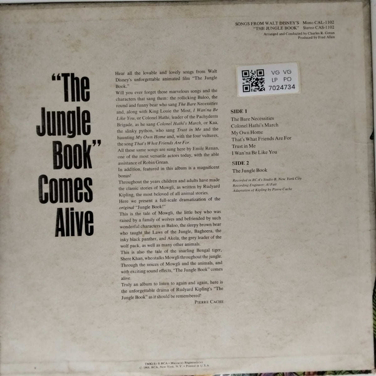 Charles Grean, Fred Allen - Songs from The Jungle Book (Vinyl)
