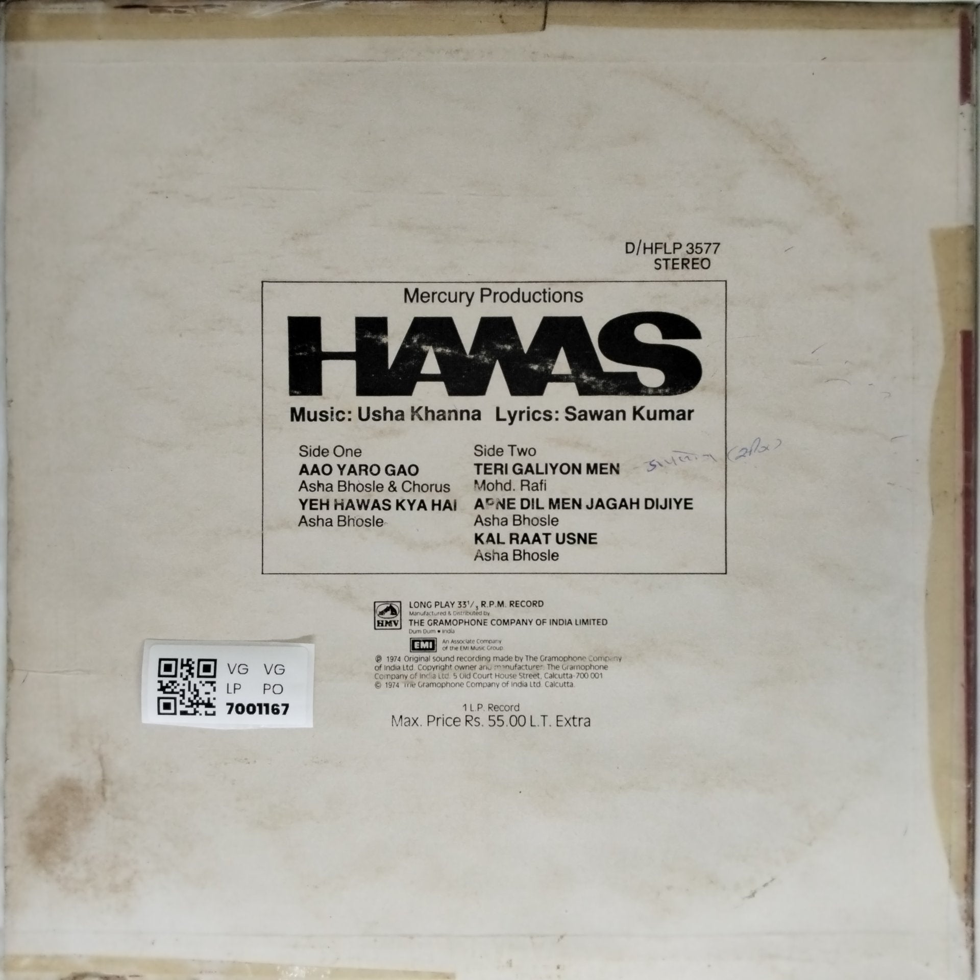 Usha Khanna - Hawas (Vinyl)