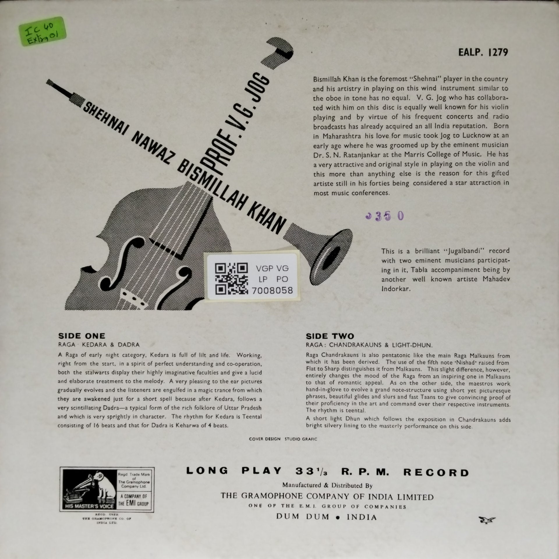 Bismillah Khan, V.G. Jog - Shennai Nawaz (Vinyl)