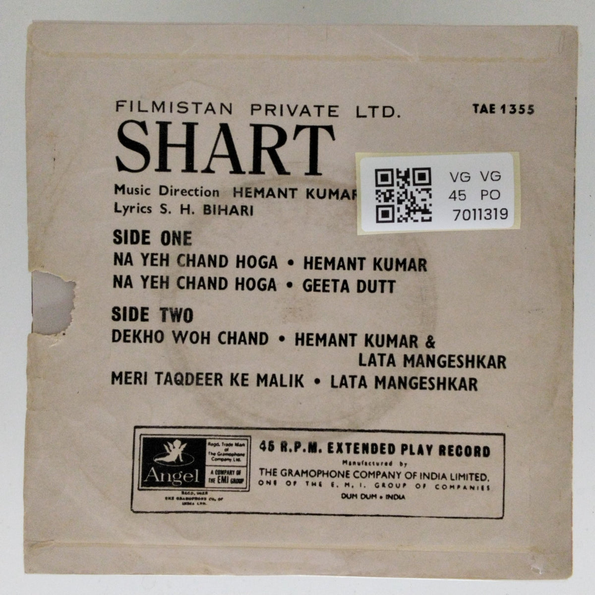 Hemant Kumar - Shart (45-RPM)