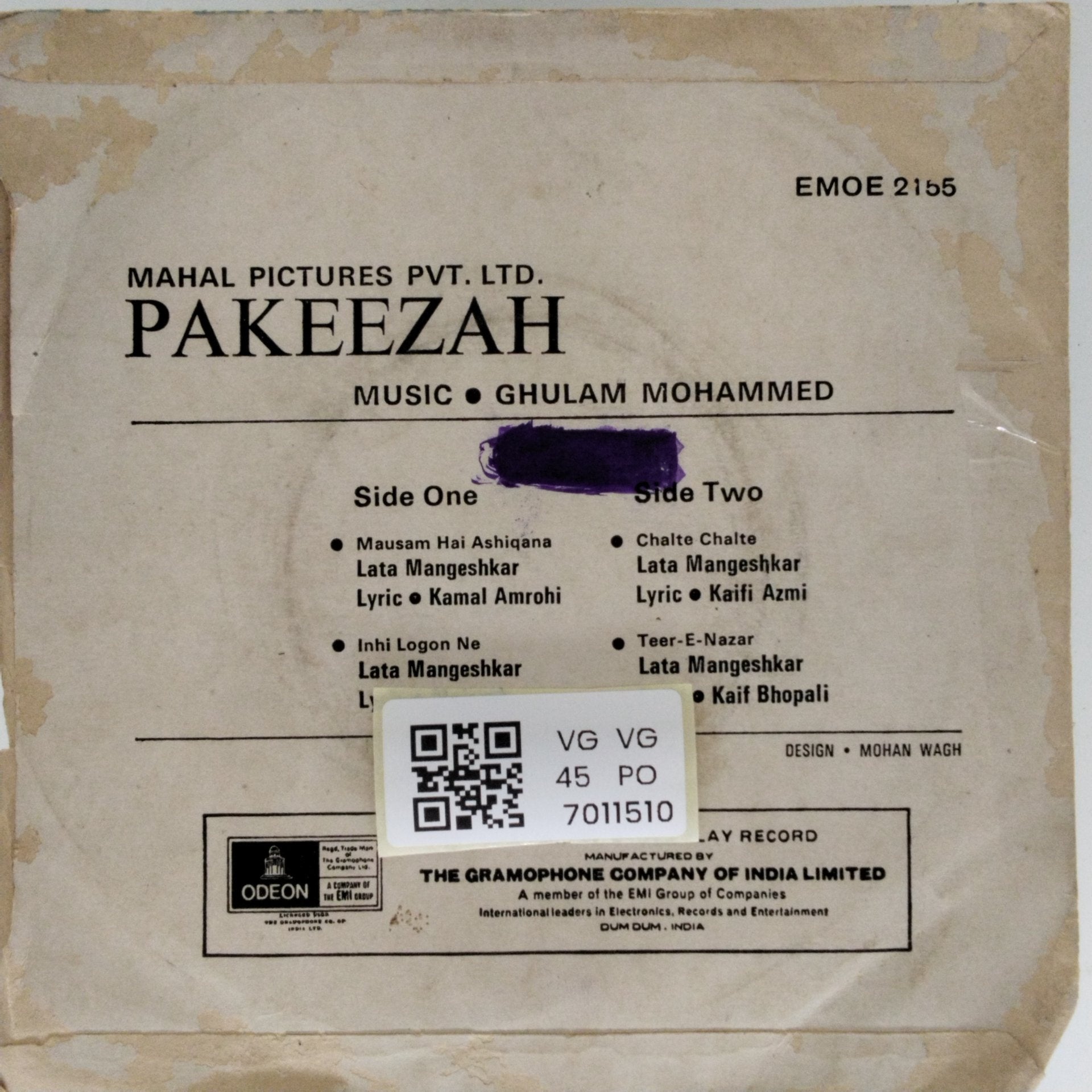 Ghulam Mohammed - Pakeezah (45-RPM)