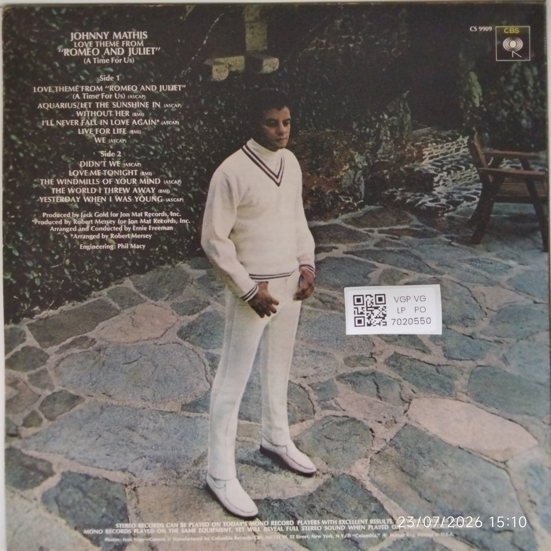 Johnny Mathis - Love Theme From 'Romeo And Juliet' (A Time For Us) (Vinyl)