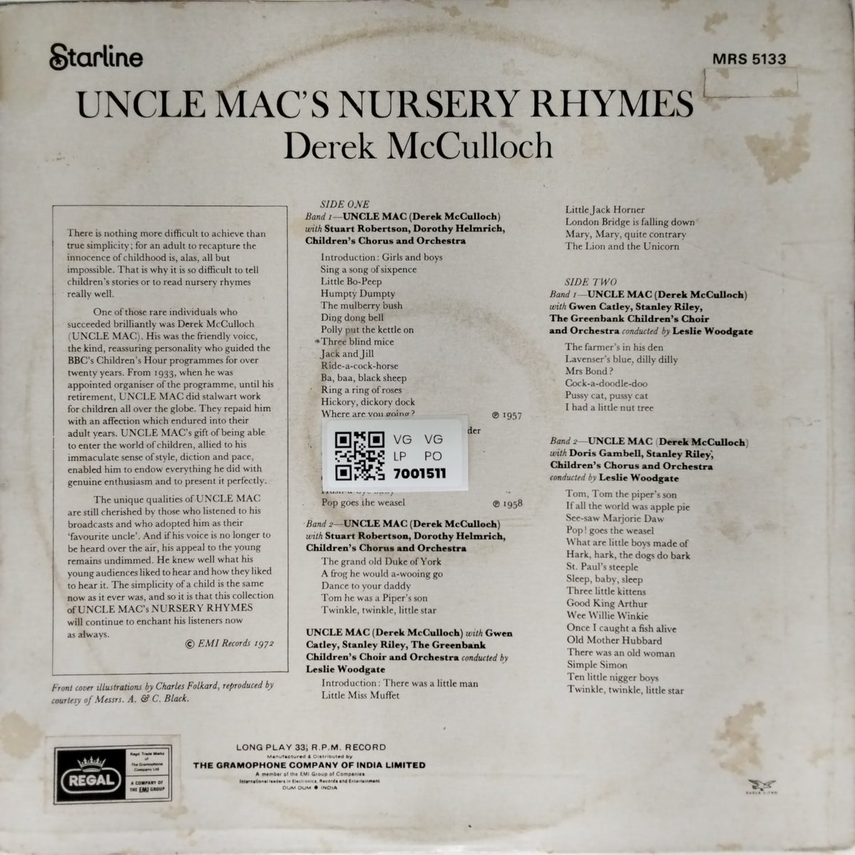 Derek McCulloch - Uncle Mac's Nursery Rhymes (Vinyl)