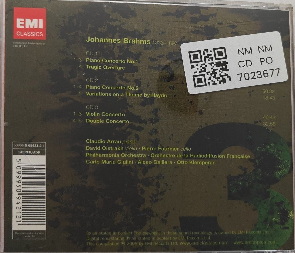 Claudio Arrau, David Oistrakh, Pierre Fournier, Carlo Maria Giulini, Otto Klemperer, Alceo Galliera - Brahms The Concerto Album (CD) (3)