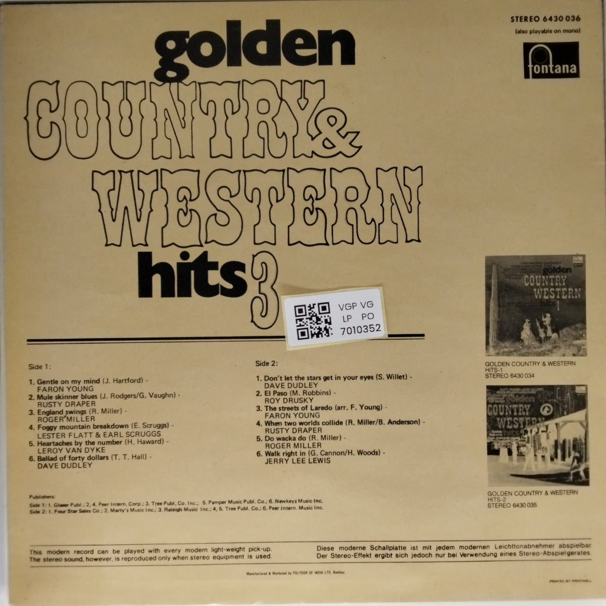 Various - Golden Country & Western Hits 3 (Vinyl)