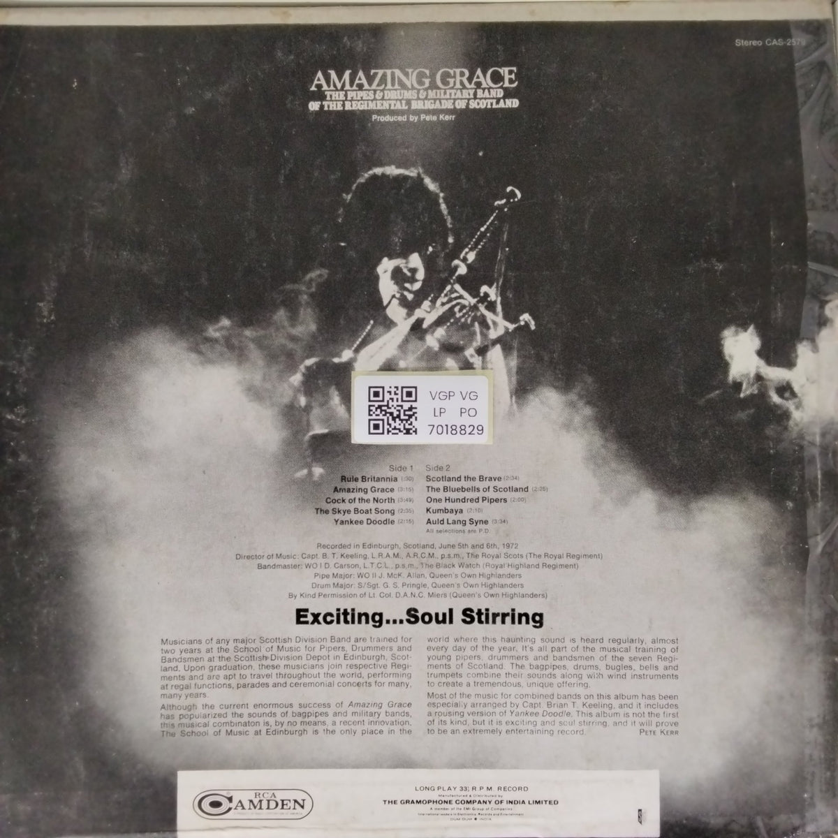 The Pipes & Drums & Military Band of The Regimental Brigade of Scotland - Amazing Grace (Vinyl)
