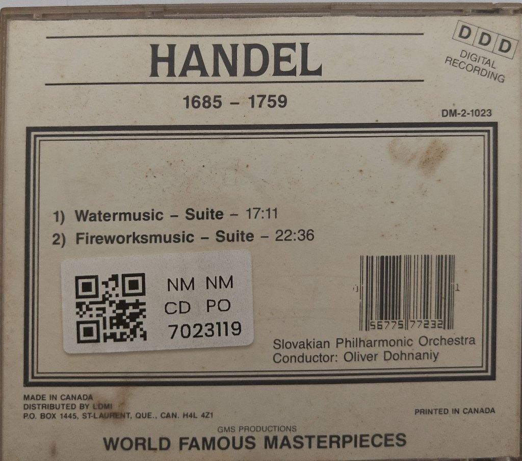 Slovak Philharmonic Orchestra, Oliver Dohnanyi - Handel: Water Music - Suite / Fireworks Music - Suite (CD)
