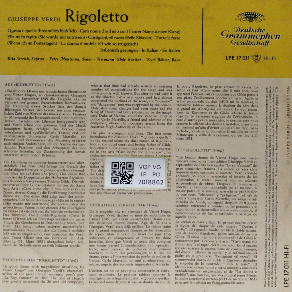 Giuseppe Verdi - Rigoletto (Vinyl)