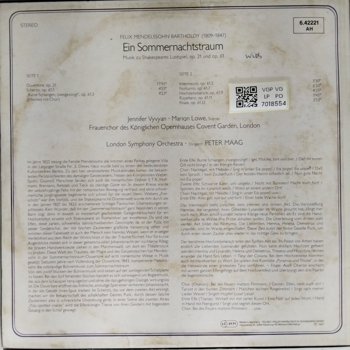 Felix Mendelssohn Bartholdy, London Symphony Orchestra - Ein Sommernachtstraum (Vinyl)