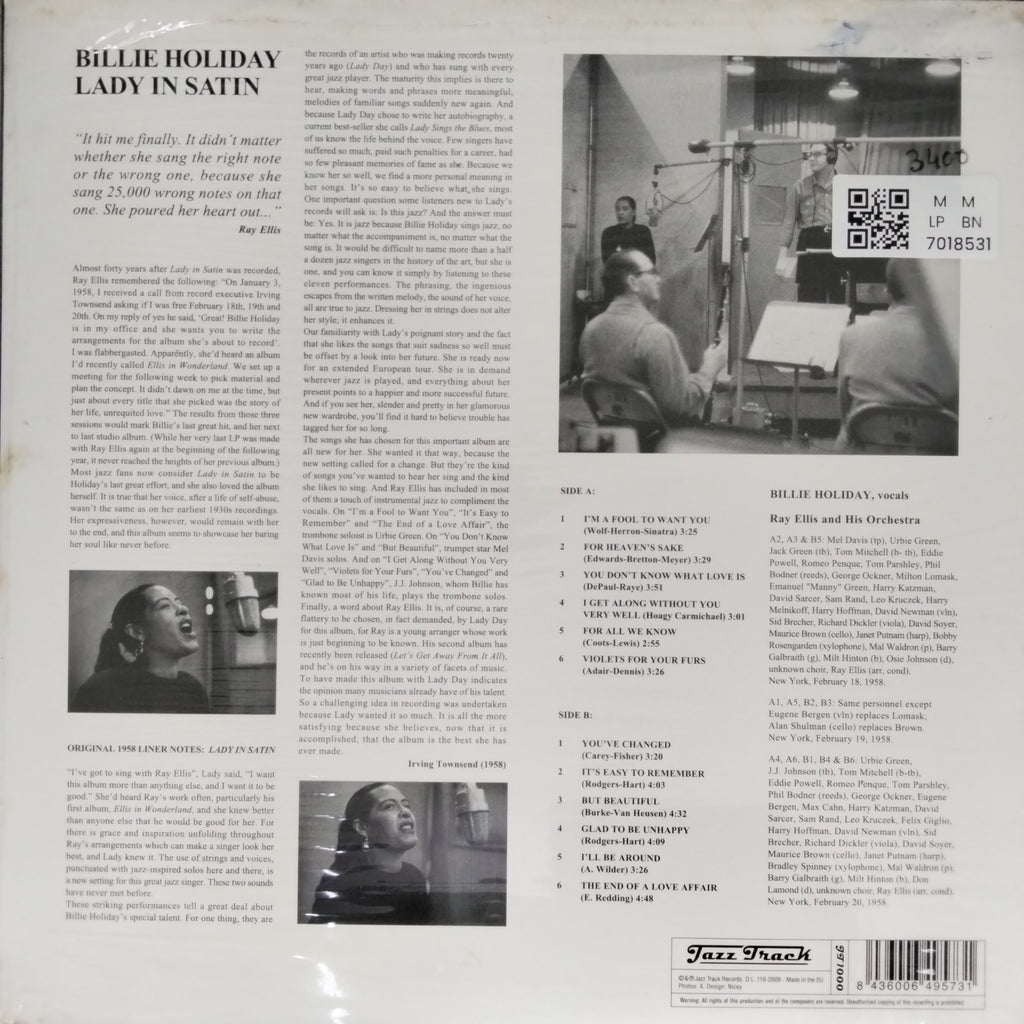 Billie Holiday - Lady in Satin (Vinyl)