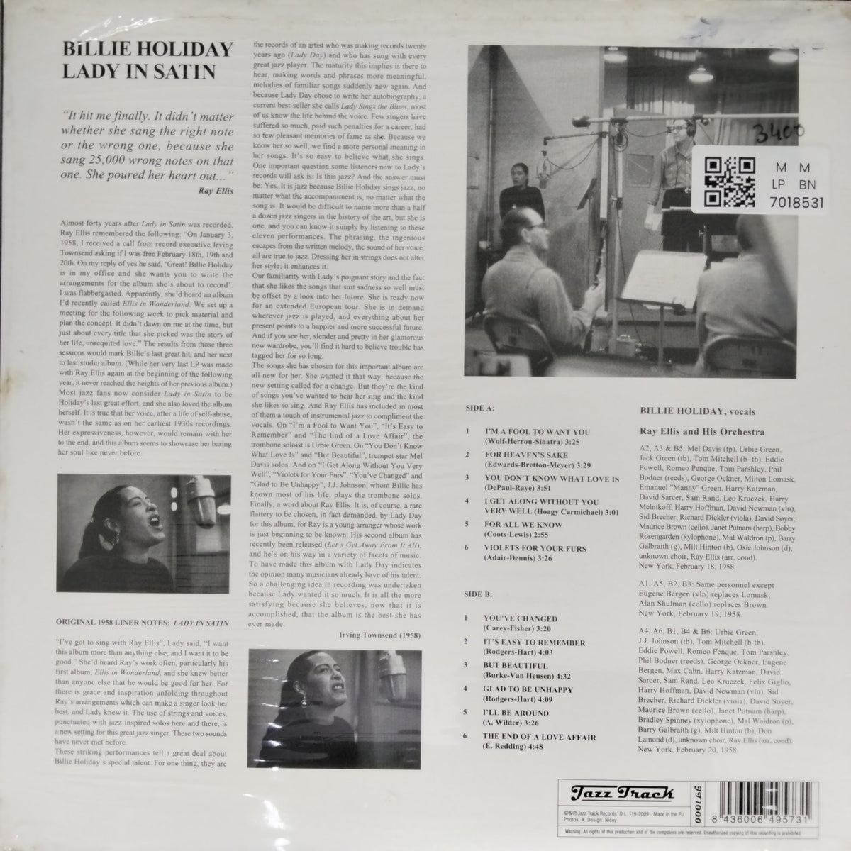 Billie Holiday - Lady in Satin (Vinyl)