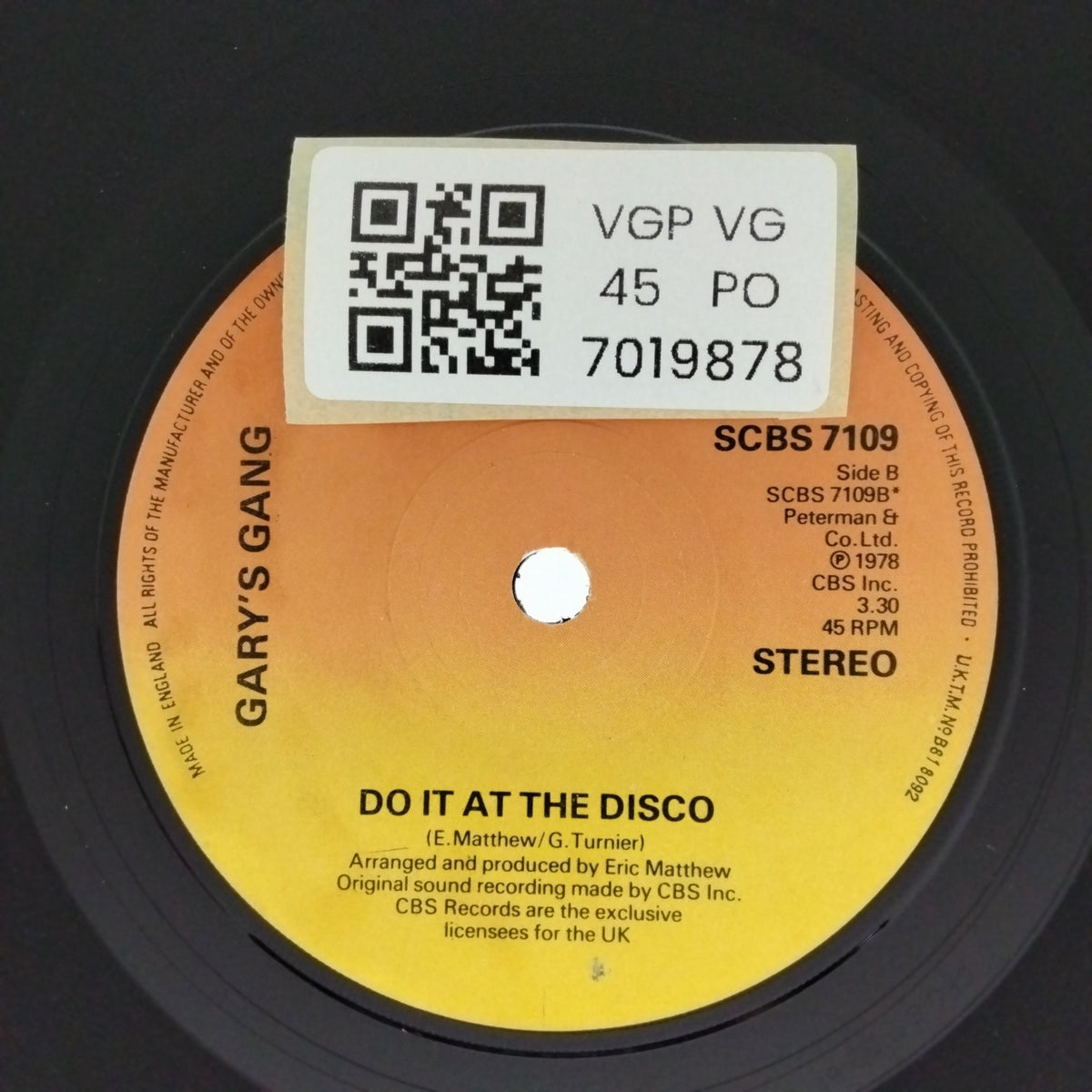Gary's Gang - Keep on Dancin' / Do It at the Disco (45-RPM)
