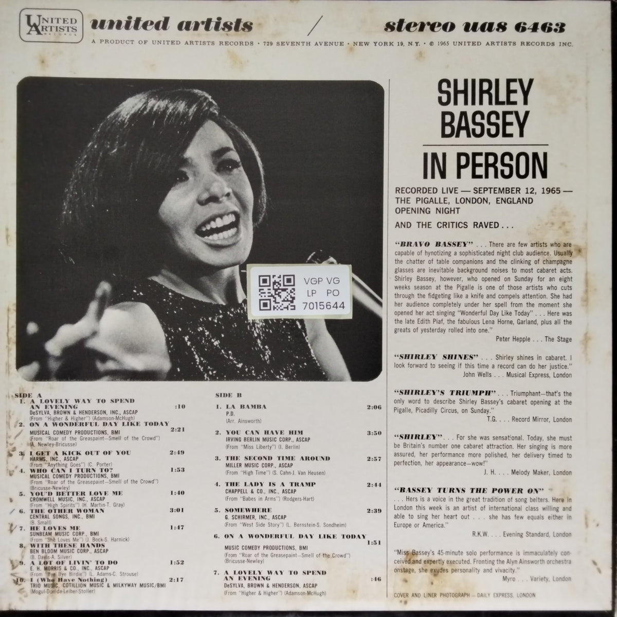Shirley Bassey - In Person (Vinyl)