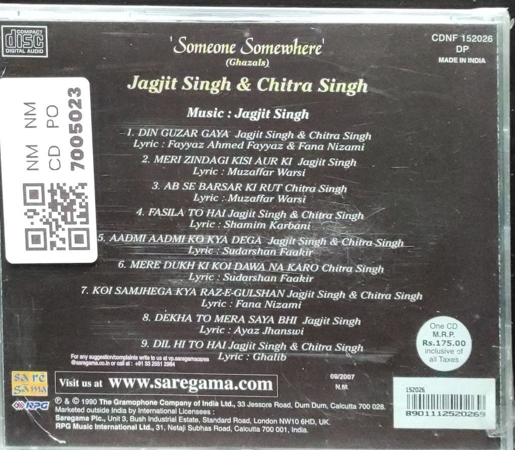 Jagjit Singh, Chitra Singh - Someone Somewhere (CD)