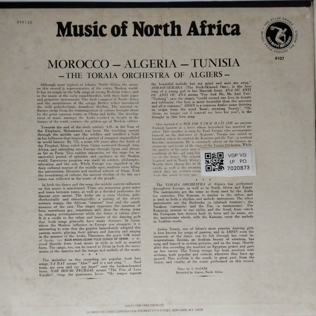 Toraia Orchestra of Algiers - Music of North Africa (Vinyl)