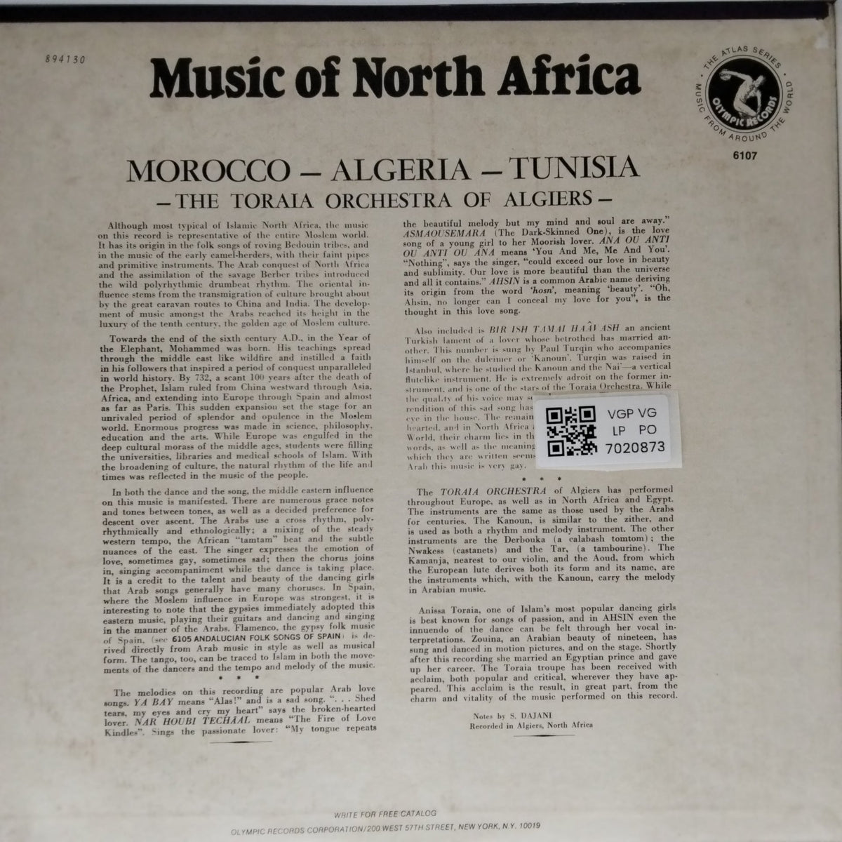 Toraia Orchestra of Algiers - Music of North Africa (Vinyl)